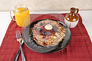 Homemade blueberry pancakes,flapjacks